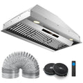 36 Inch Under Cabinet Range Hood with 4 Fan Speeds and Baffles Filters-Silver - Silver - Kitchen Appliances