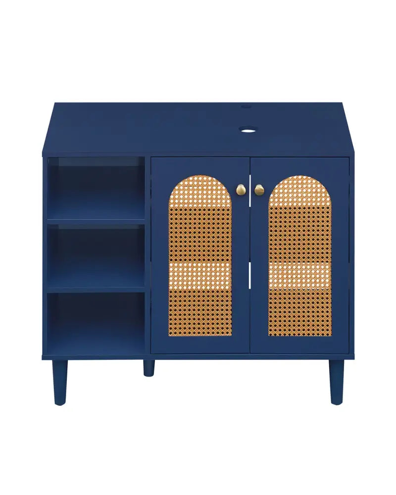 36 Inch Under Sink Cabinet Boho Sink Base Cabinet for Vessel Sinks and Single-Handle Faucets-Navy - Navy - Floor
