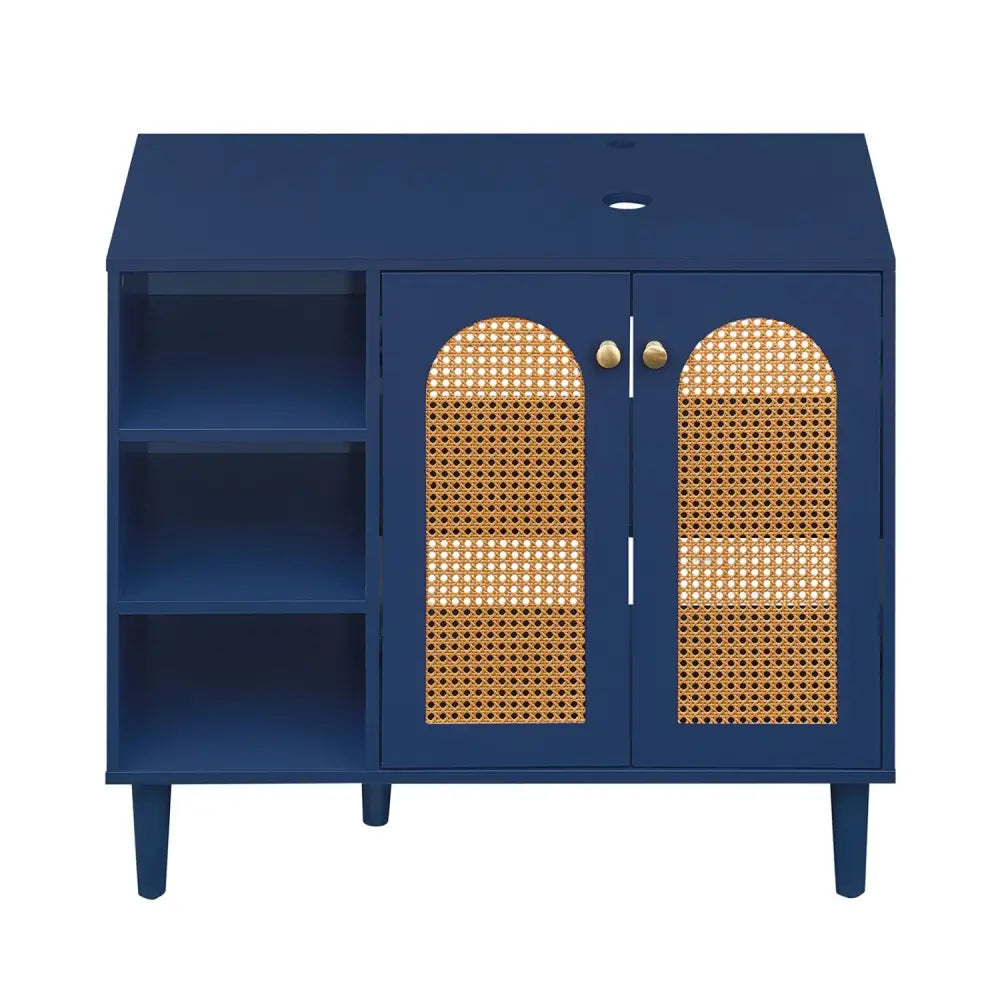 36 Inch Under Sink Cabinet Boho Sink Base Cabinet for Vessel Sinks and Single-Handle Faucets-Navy - Navy - Floor