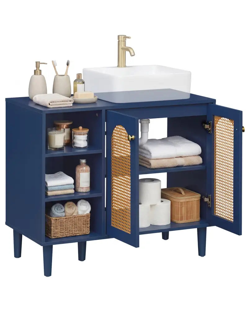 36 Inch Under Sink Cabinet Boho Sink Base Cabinet for Vessel Sinks and Single-Handle Faucets-Navy - Navy - Floor