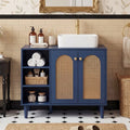 36 Inch Under Sink Cabinet Boho Sink Base Cabinet for Vessel Sinks and Single-Handle Faucets-Navy - Navy - Floor