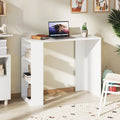 36 Inch White Computer Desk with 3 Open Shelves for Home Office Study-White - White - Writing Desks