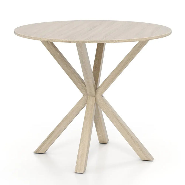 36 Inch Wood Dining Table with Intersecting Pedestal Base for 2-4 People-Gray Costway