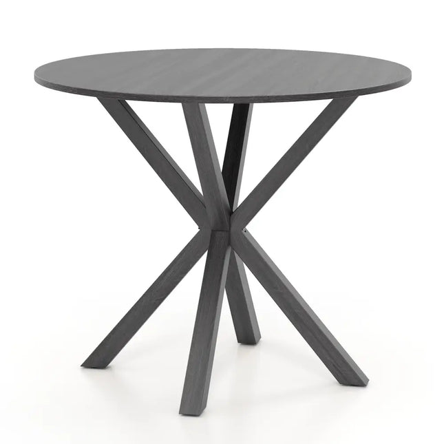 36 Inch Wood Dining Table with Intersecting Pedestal Base for 2-4 People-Black Costway