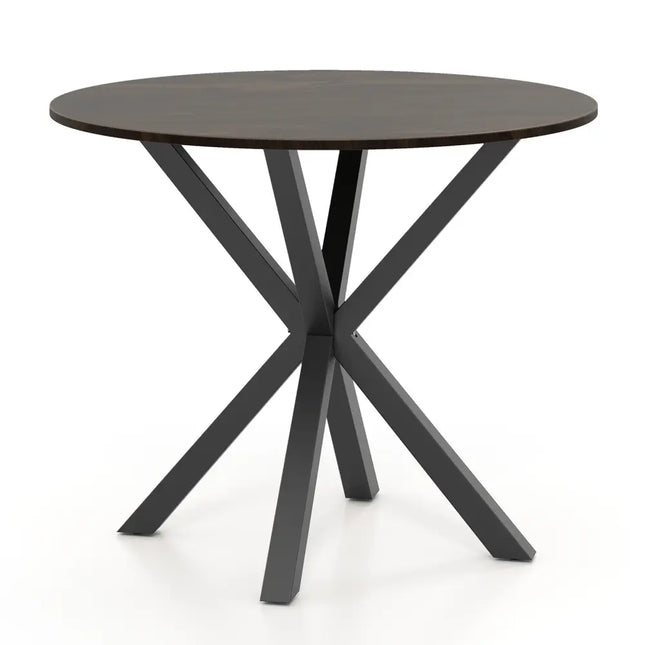 36 Inch Wood Dining Table with Intersecting Pedestal Base for 2-4 People-Brown Costway