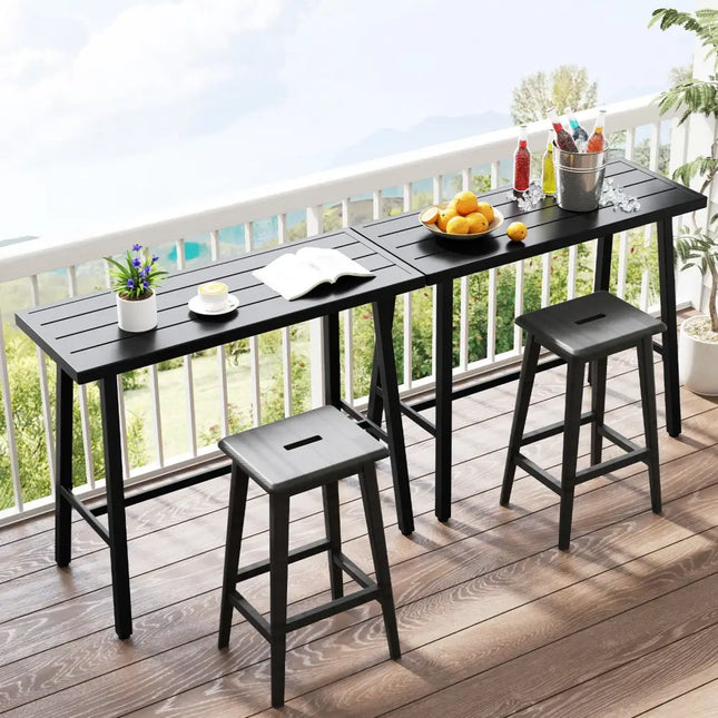 36 Inches Patio Counter Height Bar Table with Adjustable Foot Pads - Black - Patio Coffee Tables