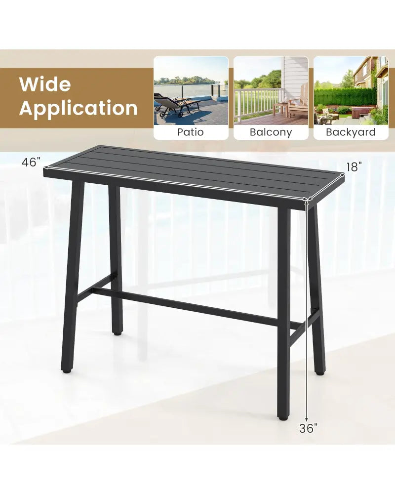 36 Inches Patio Counter Height Bar Table with Adjustable Foot Pads - Black - Patio Bar Furniture