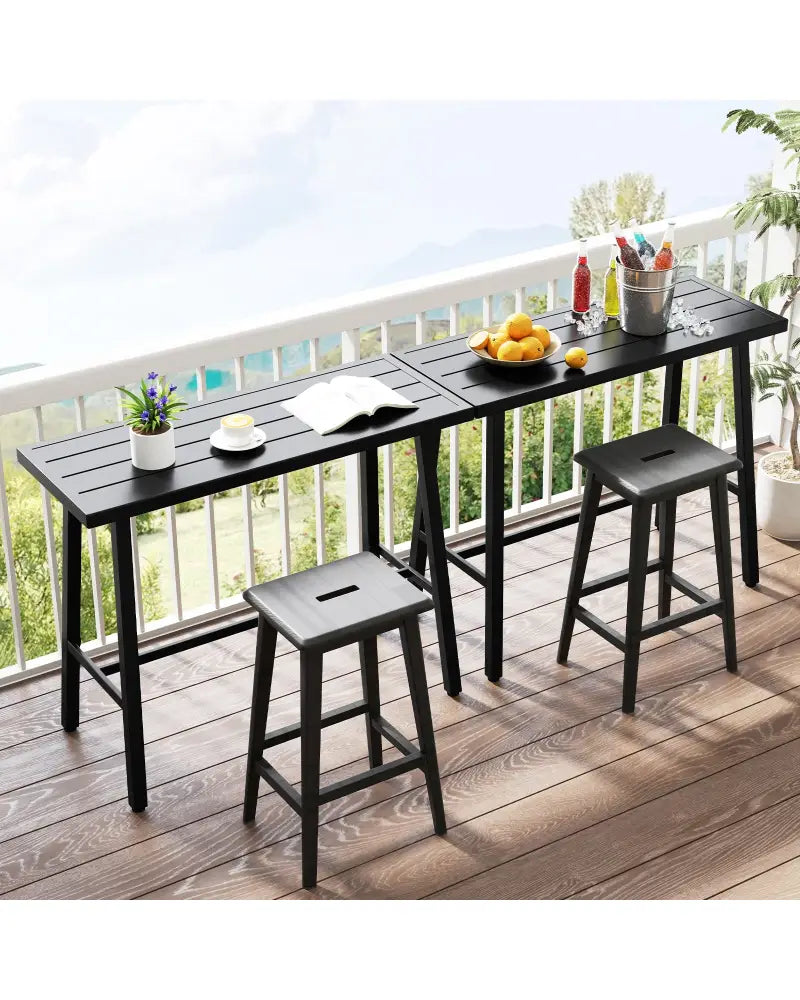 36 Inches Patio Counter Height Bar Table with Adjustable Foot Pads - Black - Patio Bar Furniture