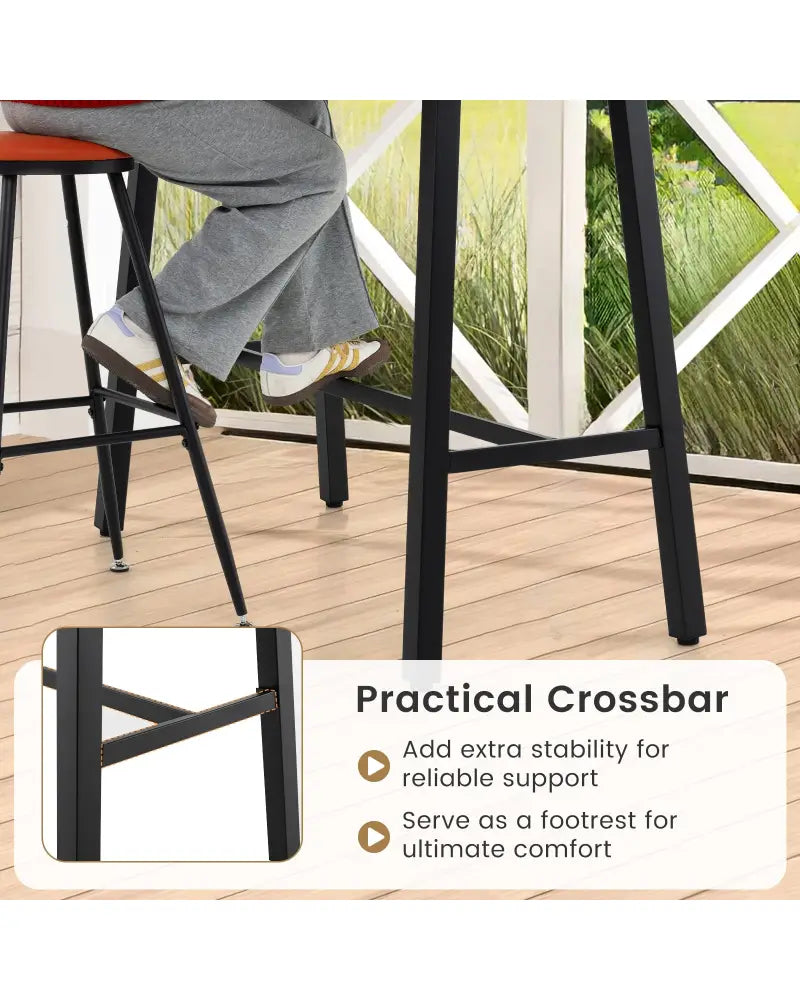 36 Inches Patio Counter Height Bar Table with Adjustable Foot Pads - Black - Patio Bar Furniture