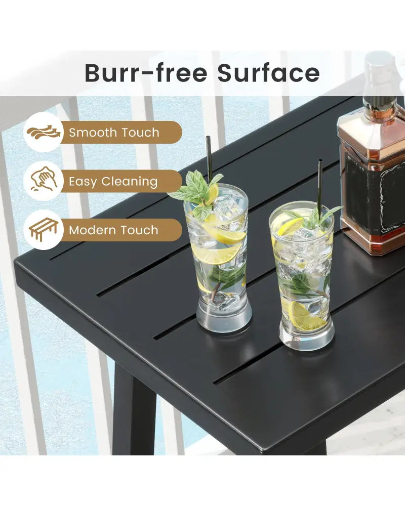 36 Inches Patio Counter Height Bar Table with Adjustable Foot Pads - Black - Patio Bar Furniture