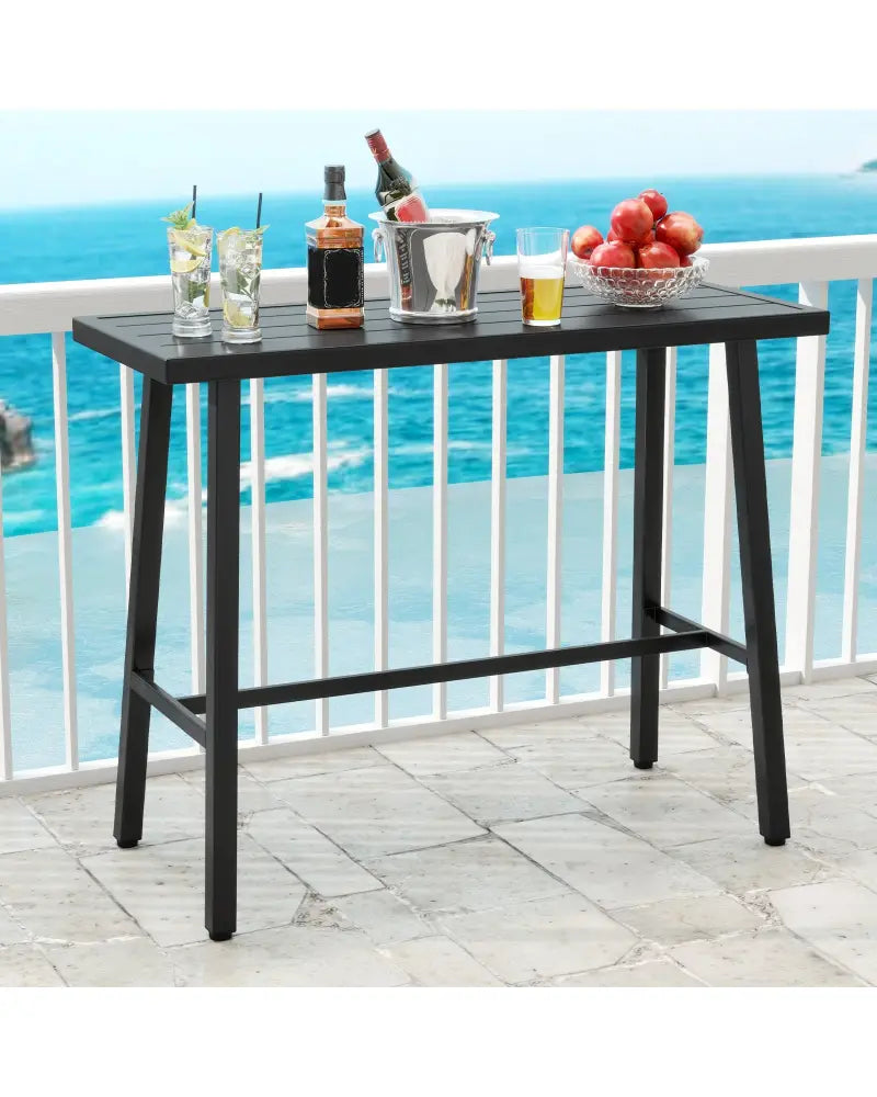 36 Inches Patio Counter Height Bar Table with Adjustable Foot Pads - Black - Patio Bar Furniture