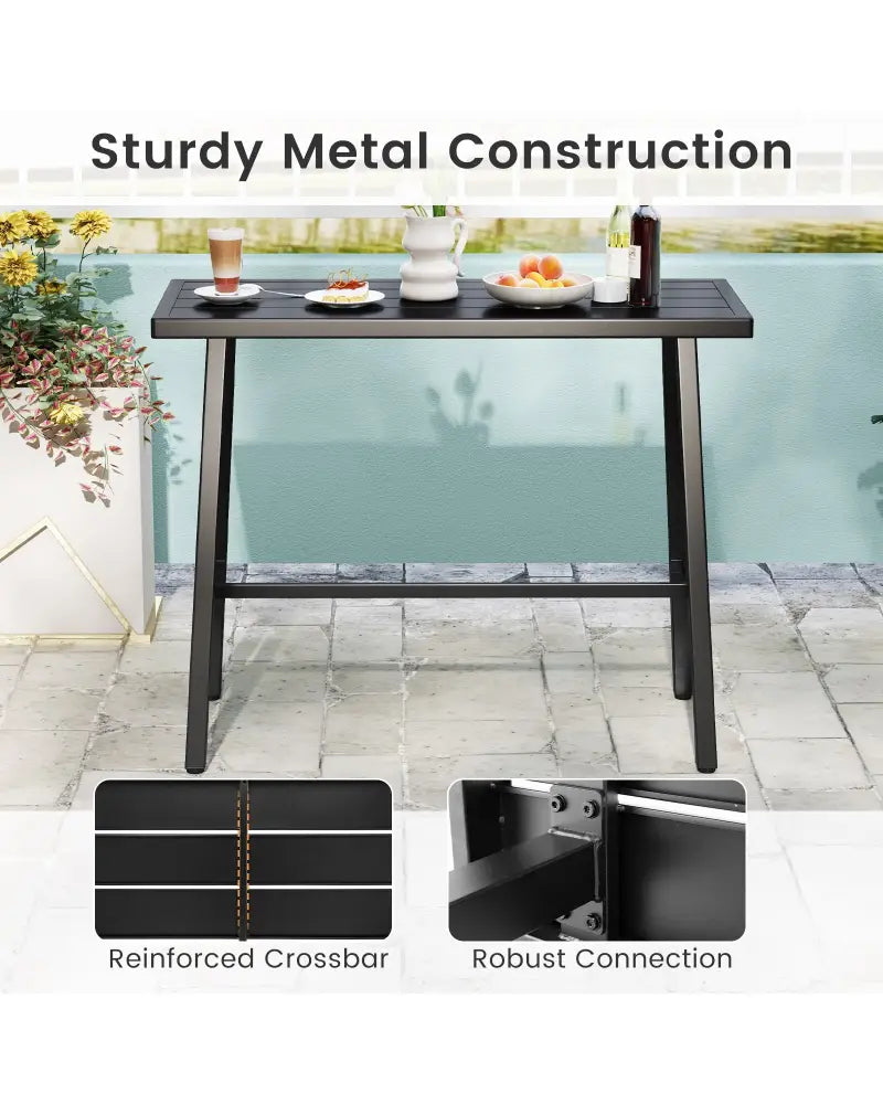36 Inches Patio Counter Height Bar Table with Adjustable Foot Pads - Black - Patio Bar Furniture