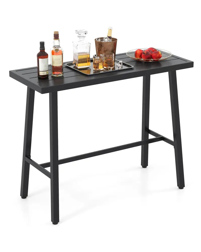 36 Inches Patio Counter Height Bar Table with Adjustable Foot Pads - Black - Patio Bar Furniture