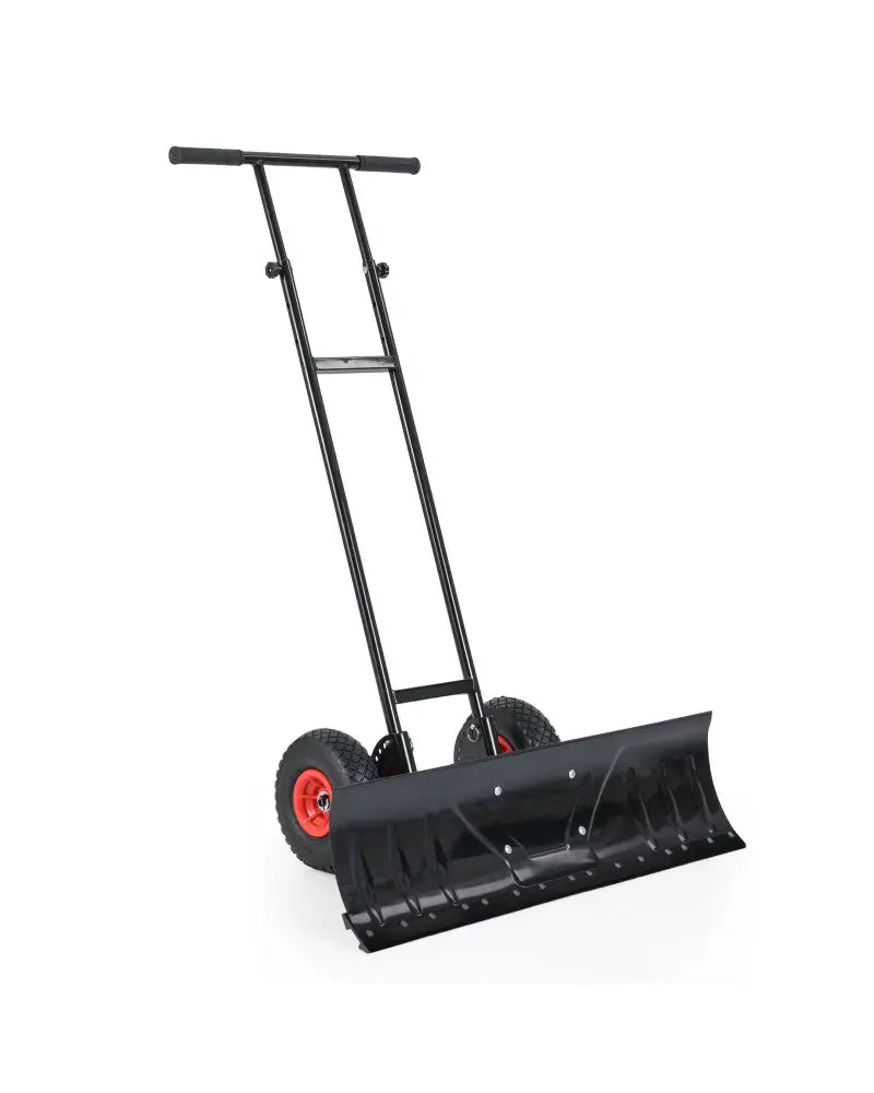 36 Inches Snow Shovel with Wheels and Adjustable Angle-Black - Black - Snow Removal