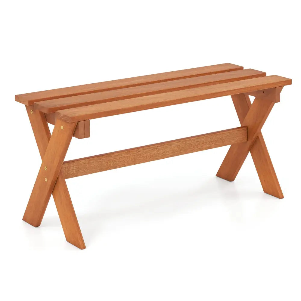 36’’ Outdoor Solid Wood Bench Set of 1 Backless Patio Dining Bench with Teak Oil Finish - Outdoor Benches