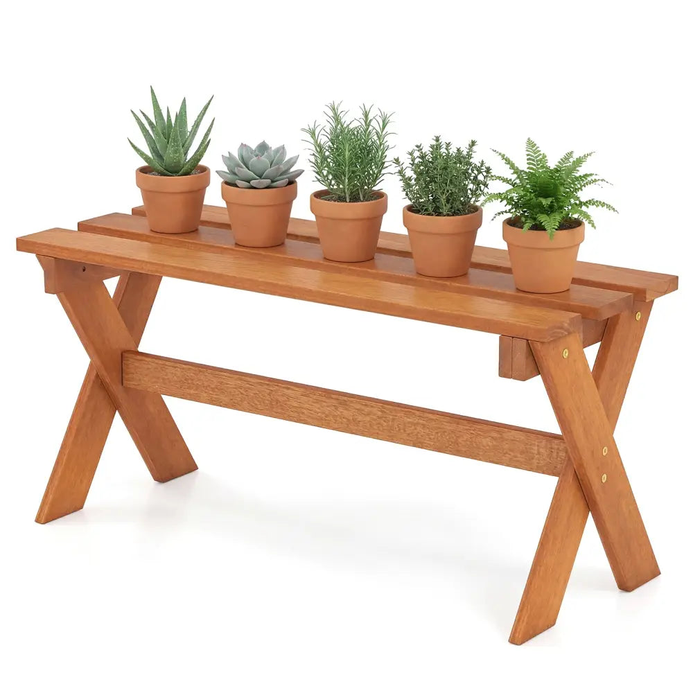 36’’ Outdoor Solid Wood Bench Set of 1 Backless Patio Dining Bench with Teak Oil Finish - Outdoor Benches