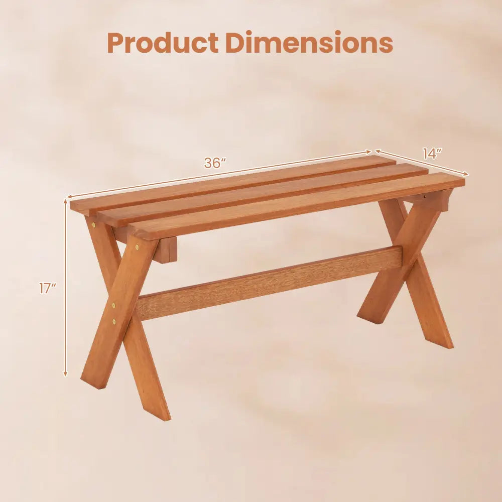 36’’ Outdoor Solid Wood Bench Set of 1 Backless Patio Dining Bench with Teak Oil Finish - Outdoor Benches