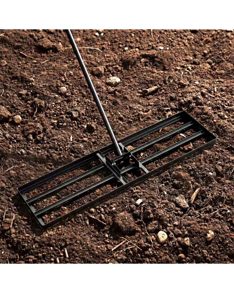 36 x 10 Inch Lawn Leveling Rake with Ergonomic Handle-Black - Black - Lawn Care Tools