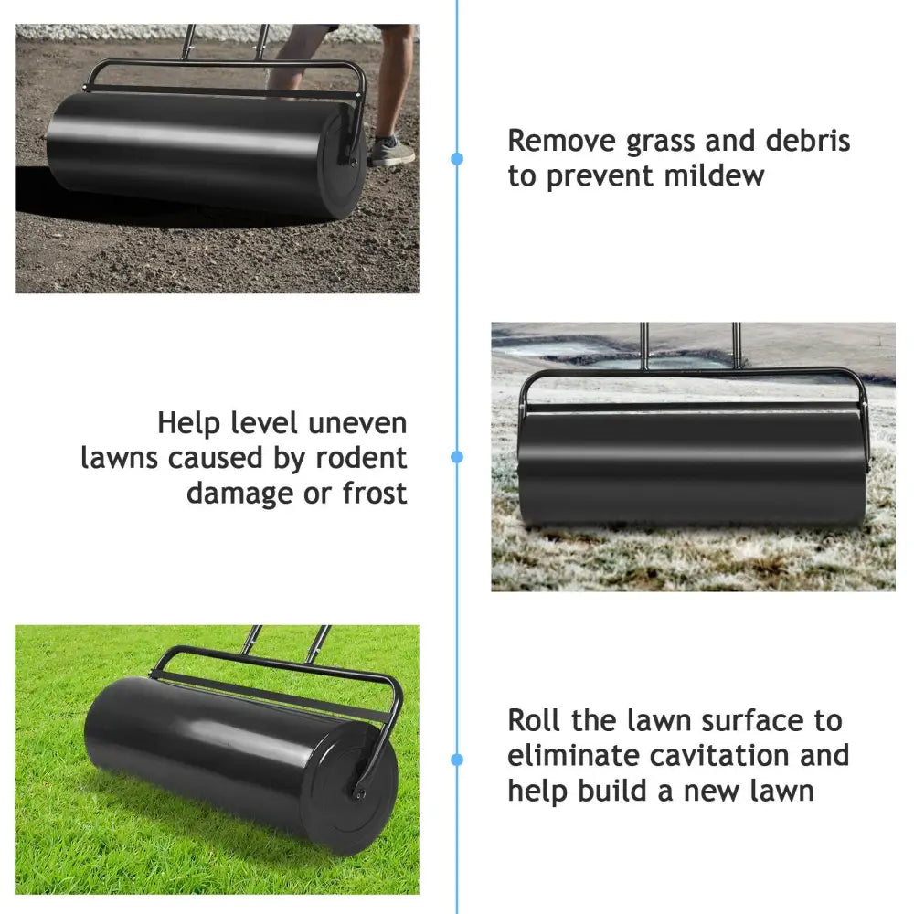 36 x 12 Inch Tow Lawn Roller Water Filled Metal Push Roller-Black - Black - Lawn Care Tools