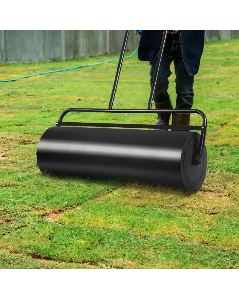36 x 12 Inch Tow Lawn Roller Water Filled Metal Push Roller-Black - Black - Lawn Care Tools