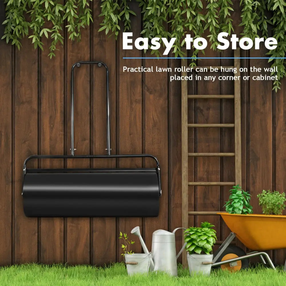 36 x 12 Inch Tow Lawn Roller Water Filled Metal Push Roller-Black - Black - Lawn Care Tools