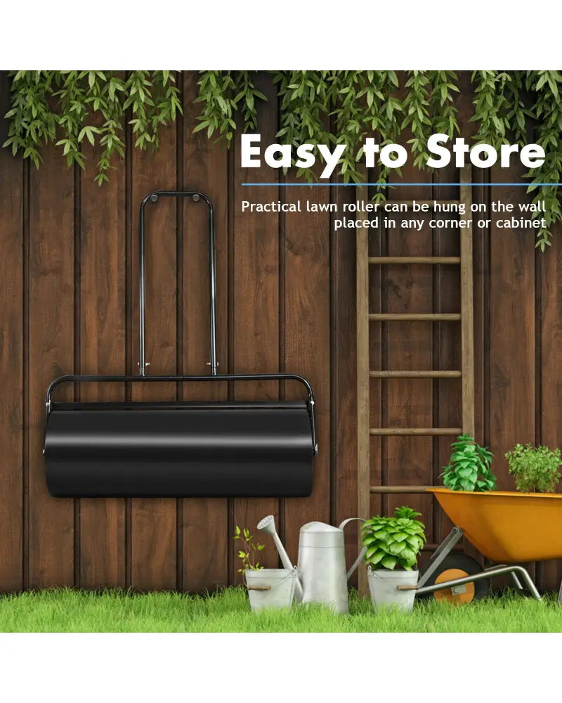 36 x 12 Inch Tow Lawn Roller Water Filled Metal Push Roller-Black - Black - Lawn Care Tools