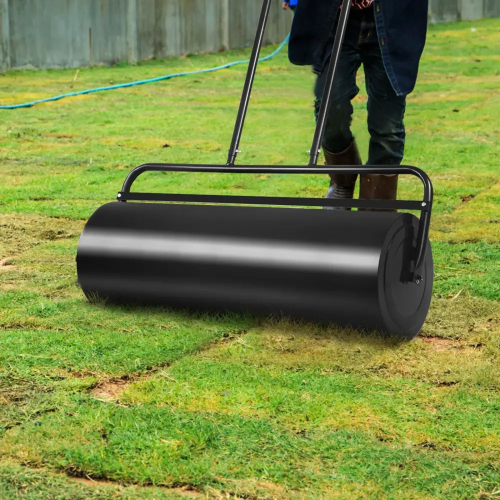 36 x 12 Inch Tow Lawn Roller Water Filled Metal Push Roller-Black - Black - Lawn Care Tools
