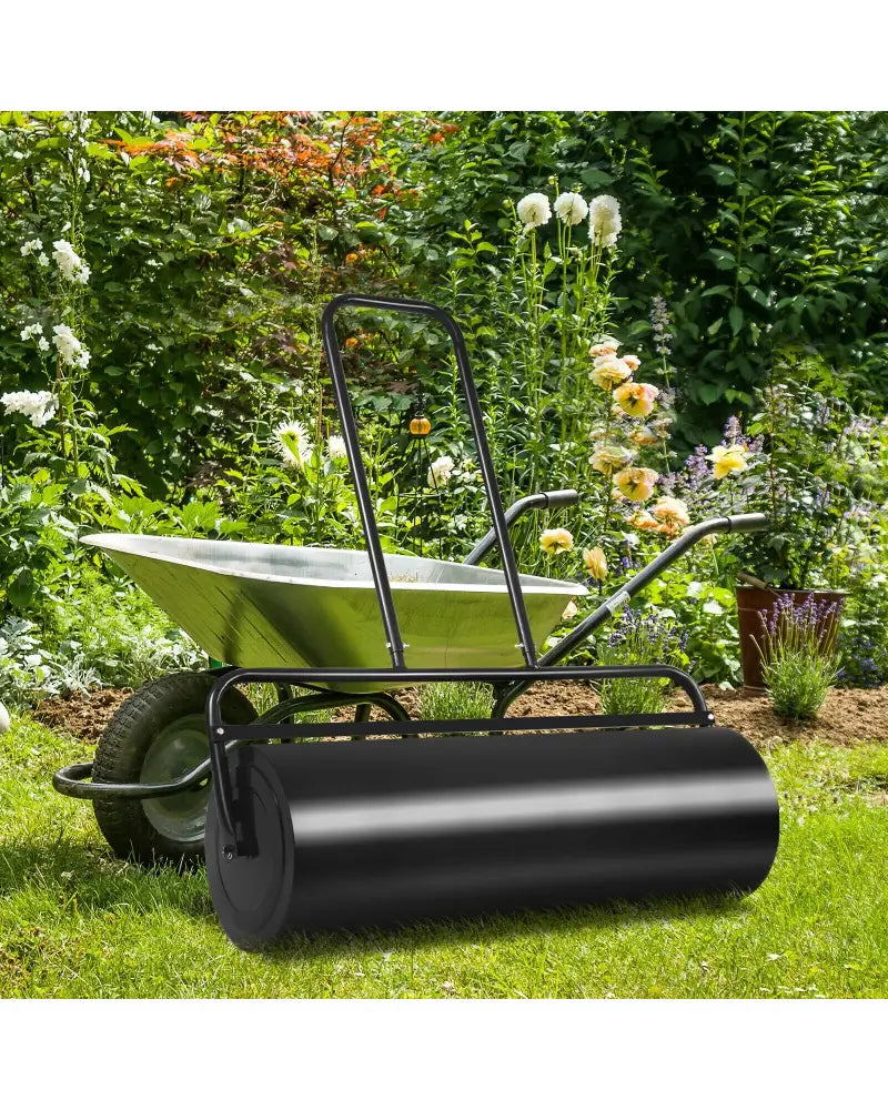 36 x 12 Inch Tow Lawn Roller Water Filled Metal Push Roller-Black - Black - Lawn Care Tools