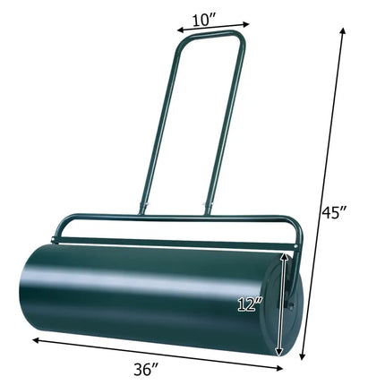36 x 12 Inches Tow Lawn Roller Water Filled Metal Push Roller - Green - Lawn Care Tools