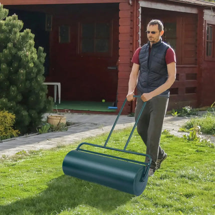 36 x 12 Inches Tow Lawn Roller Water Filled Metal Push Roller - Green - Lawn Care Tools