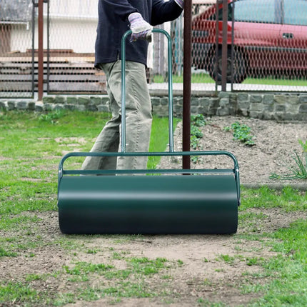 36 x 12 Inches Tow Lawn Roller Water Filled Metal Push Roller - Green - Lawn Care Tools