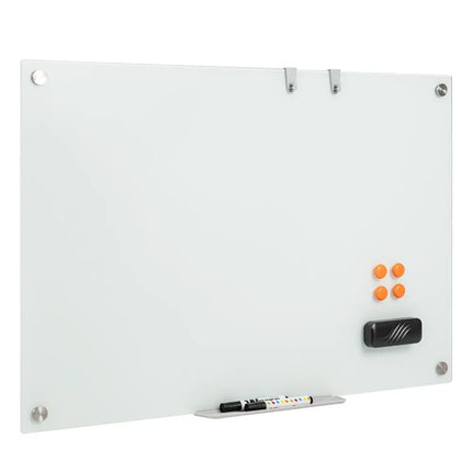 36 x 24 Inches Glass Whiteboard with Eraser and Removable Tray Costway