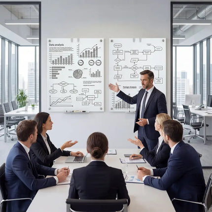 36 x 24 Inches Glass Whiteboard with Eraser and Removable Tray Costway