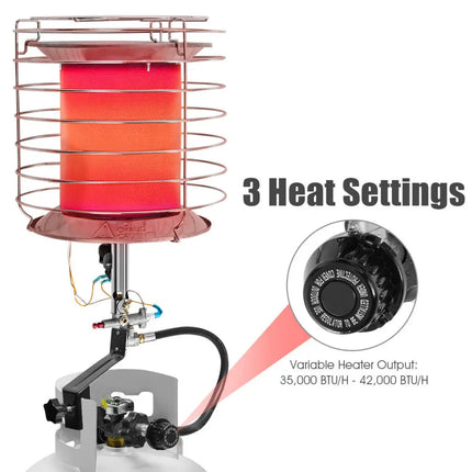 360 Degree Portable Outdoor Camping Tank Top Propane Heater - Silver - Patio Heaters