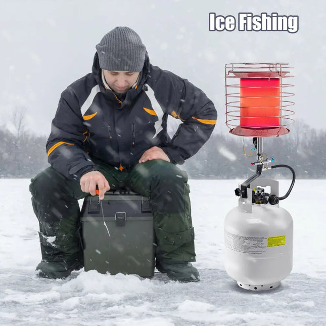 360 Degree Portable Outdoor Camping Tank Top Propane Heater - Silver - Patio Heaters