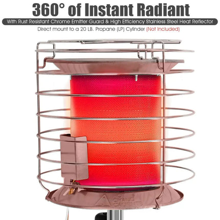 360 Degree Portable Outdoor Camping Tank Top Propane Heater - Silver - Patio Heaters