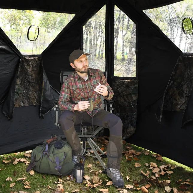 360 Degree Silent Swivel Hunting Chair-Black - Black - Camping Furniture
