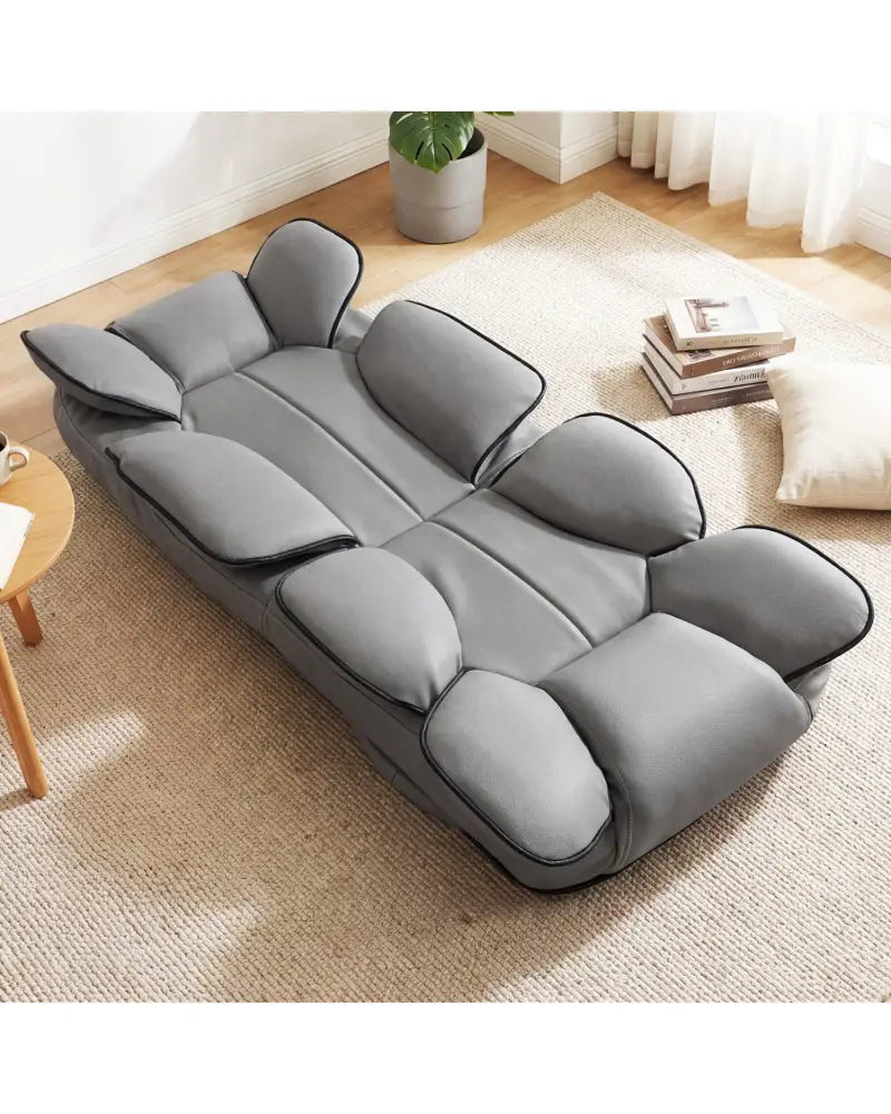 360 Degree Swivel Floor Gaming Chair with 6-Position Adjustable Backrest and Sponge Filling-Gray - Gray - Floor Chairs