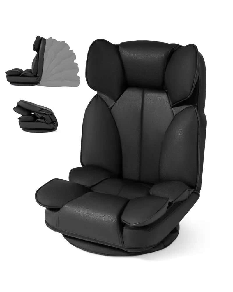 360 Degree Swivel Floor Gaming Chair with 6-Position Adjustable Backrest and Sponge Filling-Black - Black - Floor Chairs