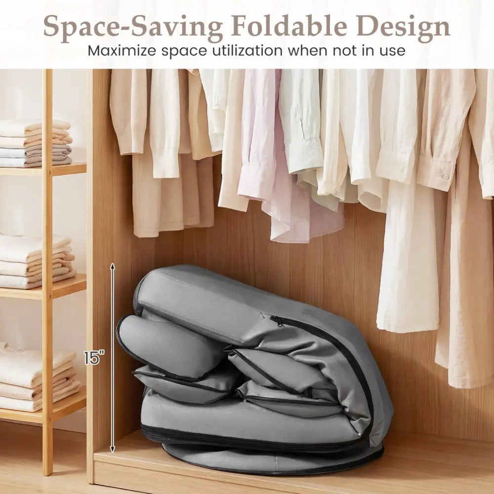 360 Degree Swivel Floor Gaming Chair with 6-Position Adjustable Backrest and Sponge Filling-Gray - Gray - Floor Chairs