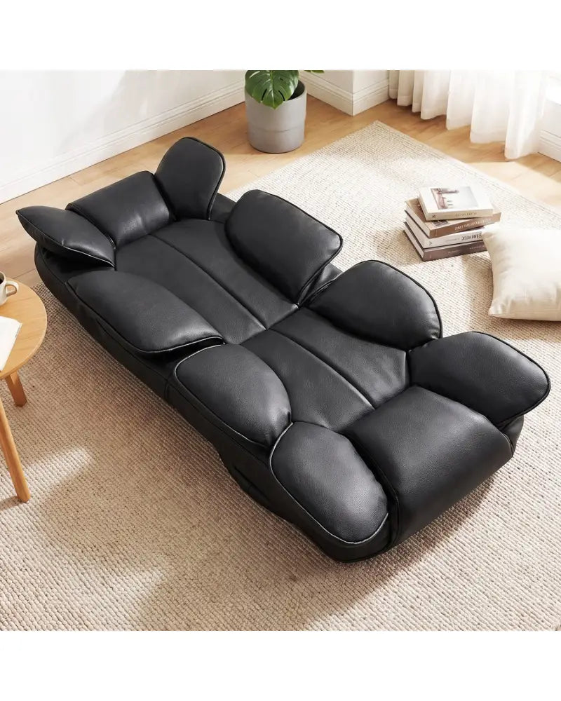 360 Degree Swivel Floor Gaming Chair with 6-Position Adjustable Backrest and Sponge Filling-Black - Black - Floor Chairs