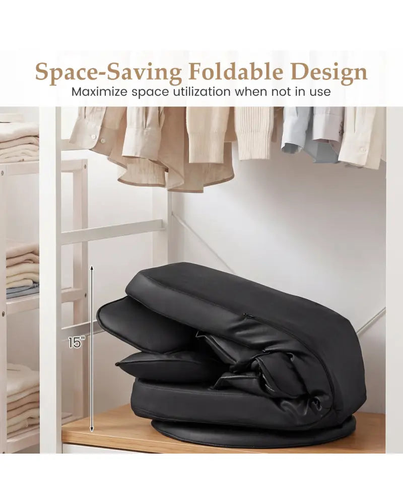 360 Degree Swivel Floor Gaming Chair with 6-Position Adjustable Backrest and Sponge Filling-Black - Black - Floor Chairs