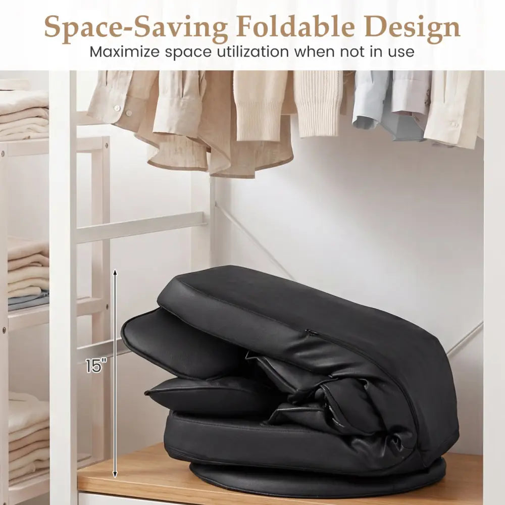 360 Degree Swivel Floor Gaming Chair with 6-Position Adjustable Backrest and Sponge Filling-Black - Black - Floor Chairs
