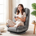 360 Degree Swivel Floor Gaming Chair with 6-Position Adjustable Backrest and Sponge Filling-Gray - Gray - Floor Chairs