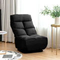 360-Degree Swivel Folding Floor Chair with 6 Adjustable Positions-Black - Black - Floor Chairs