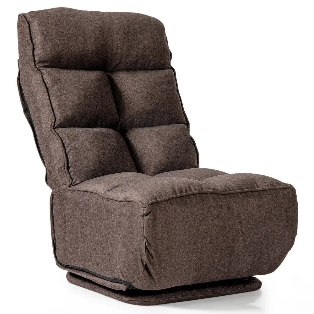 360-Degree Swivel Folding Floor Chair with 6 Adjustable Positions-Coffee - Brown - Floor Chairs