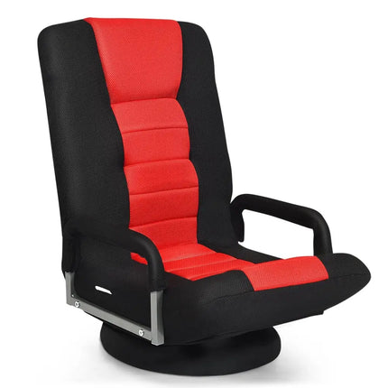 360-Degree Swivel Gaming Floor Chair with Foldable Adjustable Backrest-Red Costway