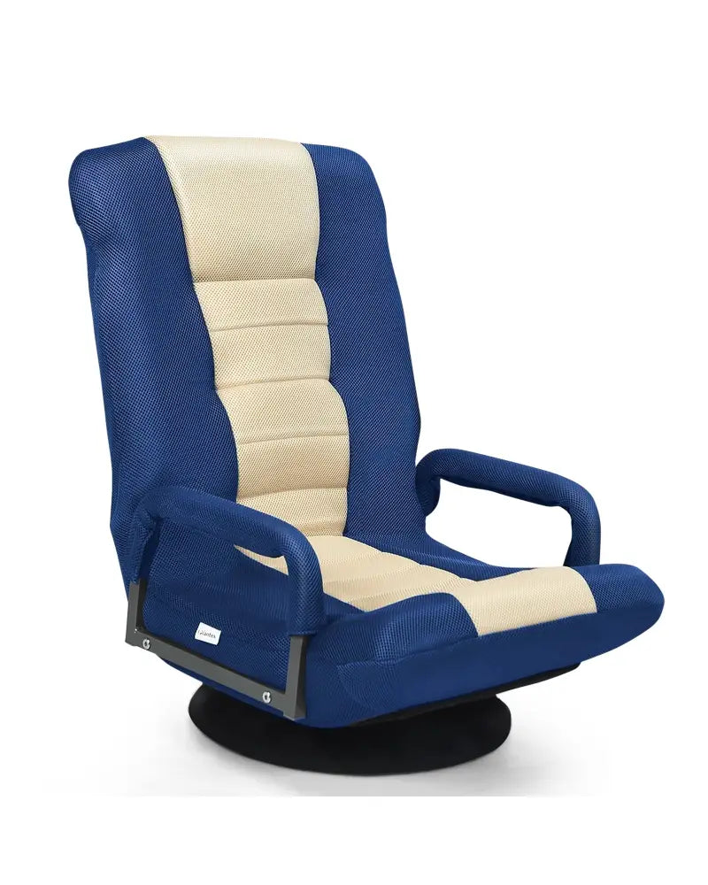 360-Degree Swivel Gaming Floor Chair with Foldable Adjustable Backrest-Blue - Blue - Floor Chairs