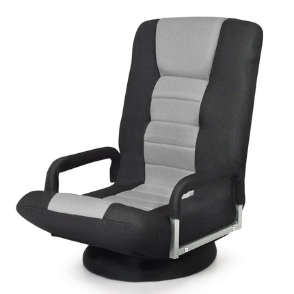 360-Degree Swivel Gaming Floor Chair with Foldable Adjustable Backrest-Gray Costway