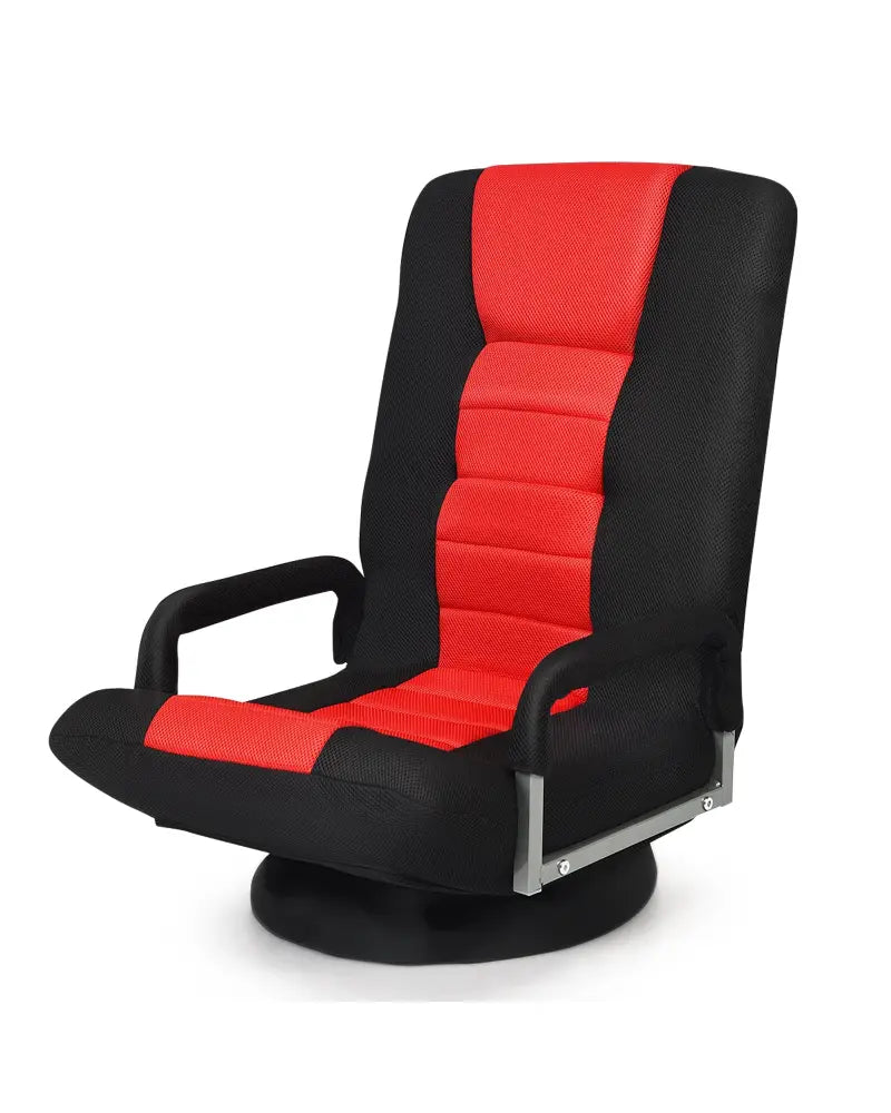 360-Degree Swivel Gaming Floor Chair with Foldable Adjustable Backrest-Red - Red - Floor Chairs